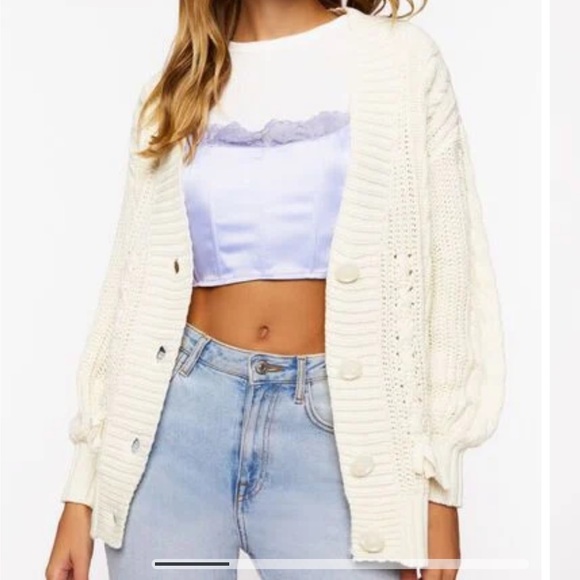 Cable Knit Cardigan Sweater - Picture 2 of 3